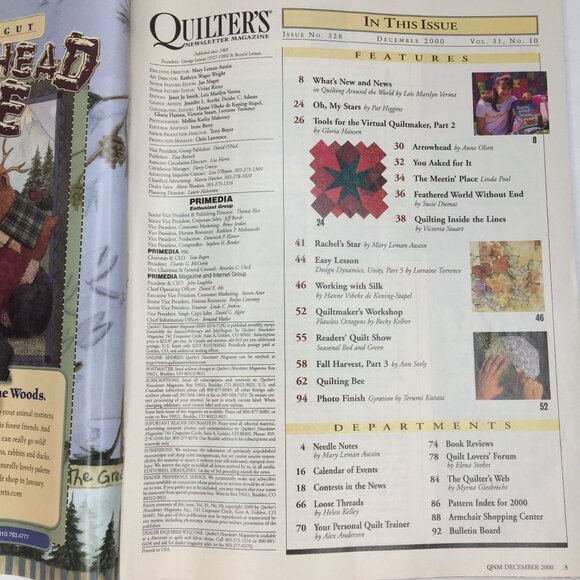 Vintage Quilters Newsletter Magazine Issue 328 December 2000 New Quilt Patterns - Picture 3 of 14